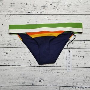 Robin Piccone Navy Bikini Bottom with Green and Orange Accents